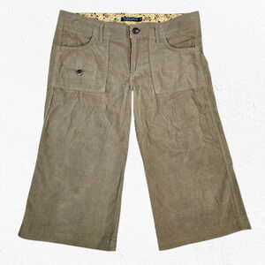 Y2K Sanctuary Brown Ribbed Corduroy Mid Rise Wide Leg Crop Capri Pants Size 10
